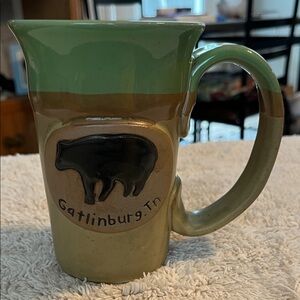 Source Unknown Green and Brown Bear Mug